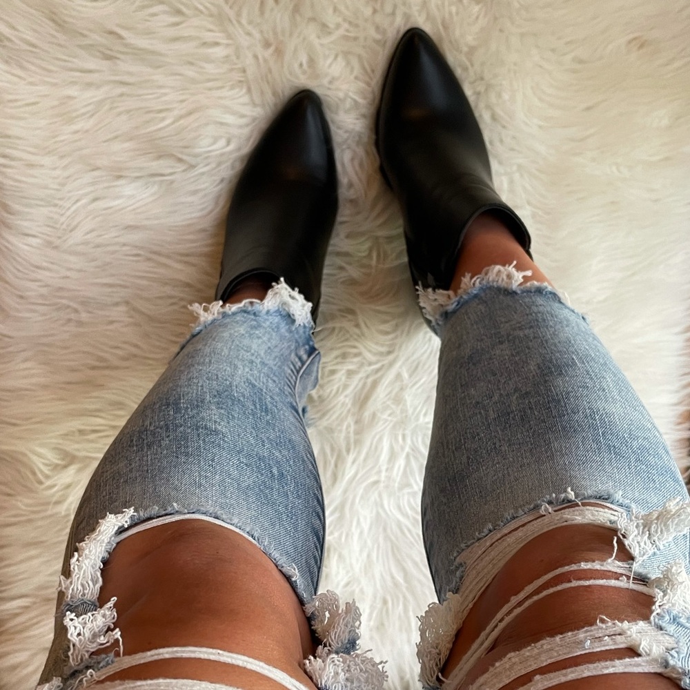 Black Faux Leather Ankle Booties - Picture 15 of 16